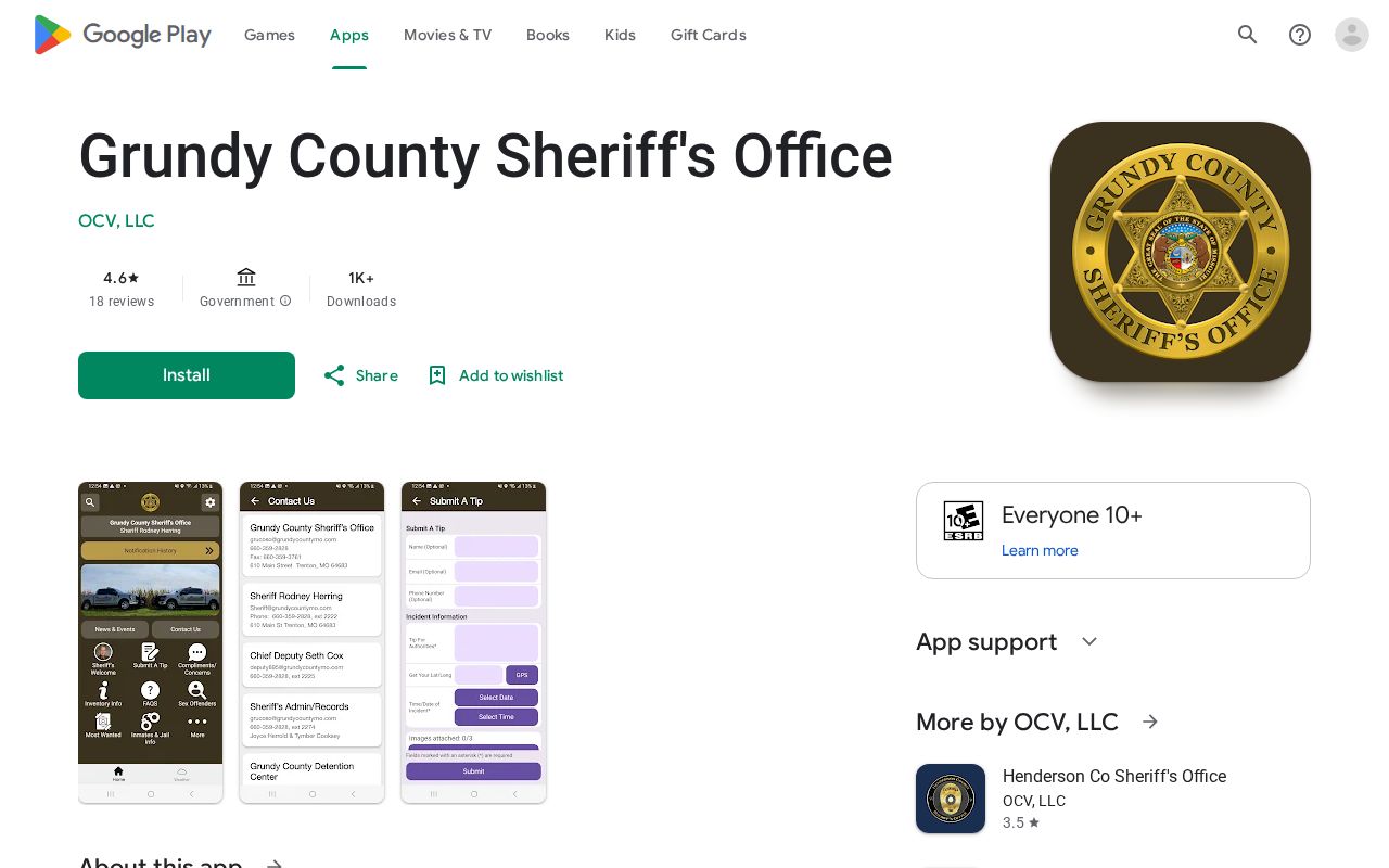 Grundy County Sheriff booking information app listing